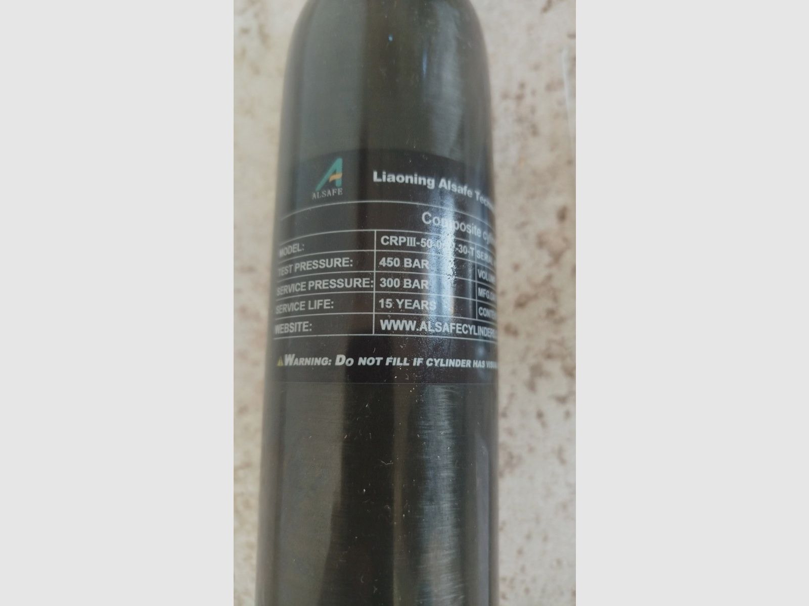 AEA HP Max MK1 Carbon Compositflasche 300bar 0,37l mit passendem Adapter