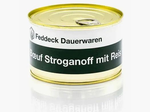 Feddeck durable goods Feddeck durable goods ready meal can Boeuf Stroganoff with rice 400 g