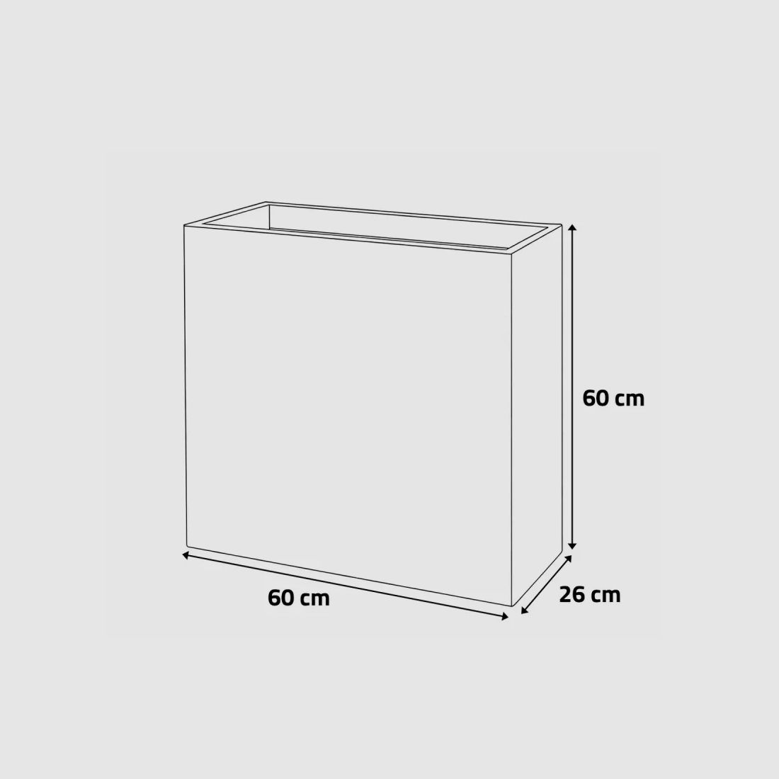 Pot de fleurs anthracite plastique 60 X 26 X 60 cm, image 8 sur 9