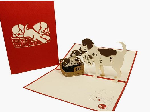 3D design dog family greeting card