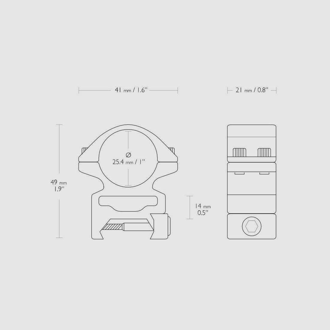 HAWKE 22114 25,4mm Ringmontage Hoch für Weaver Schiene Zielfernrohr