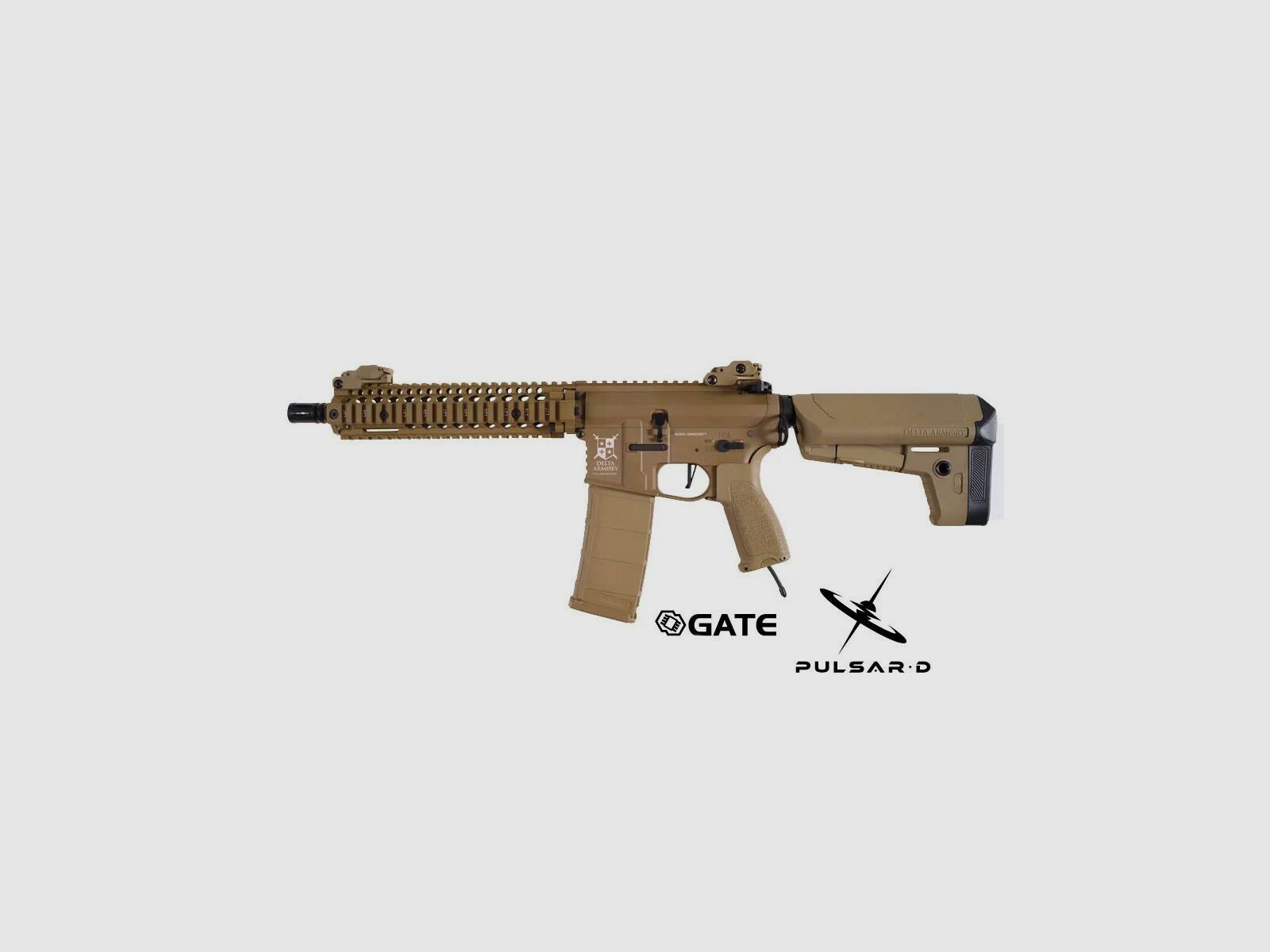 AR15 MK18 ALPHA Vollmetall TAN HPA Airsoft Gewehr Frei ab 18 Jahren | Delta Armory