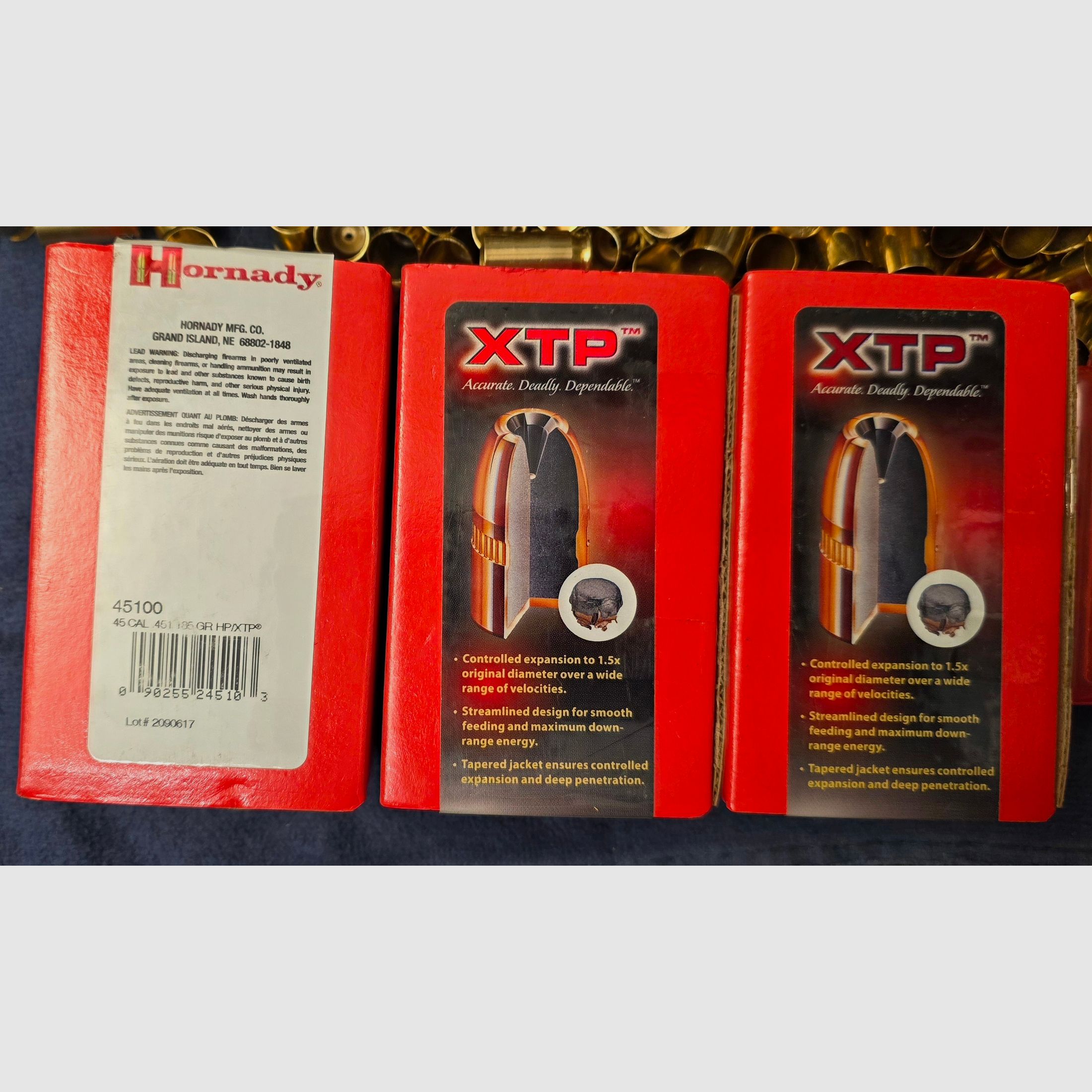 380 pièces de projectiles .45 ACP Hornady XTP + H&N Sport détaillant & Natermann