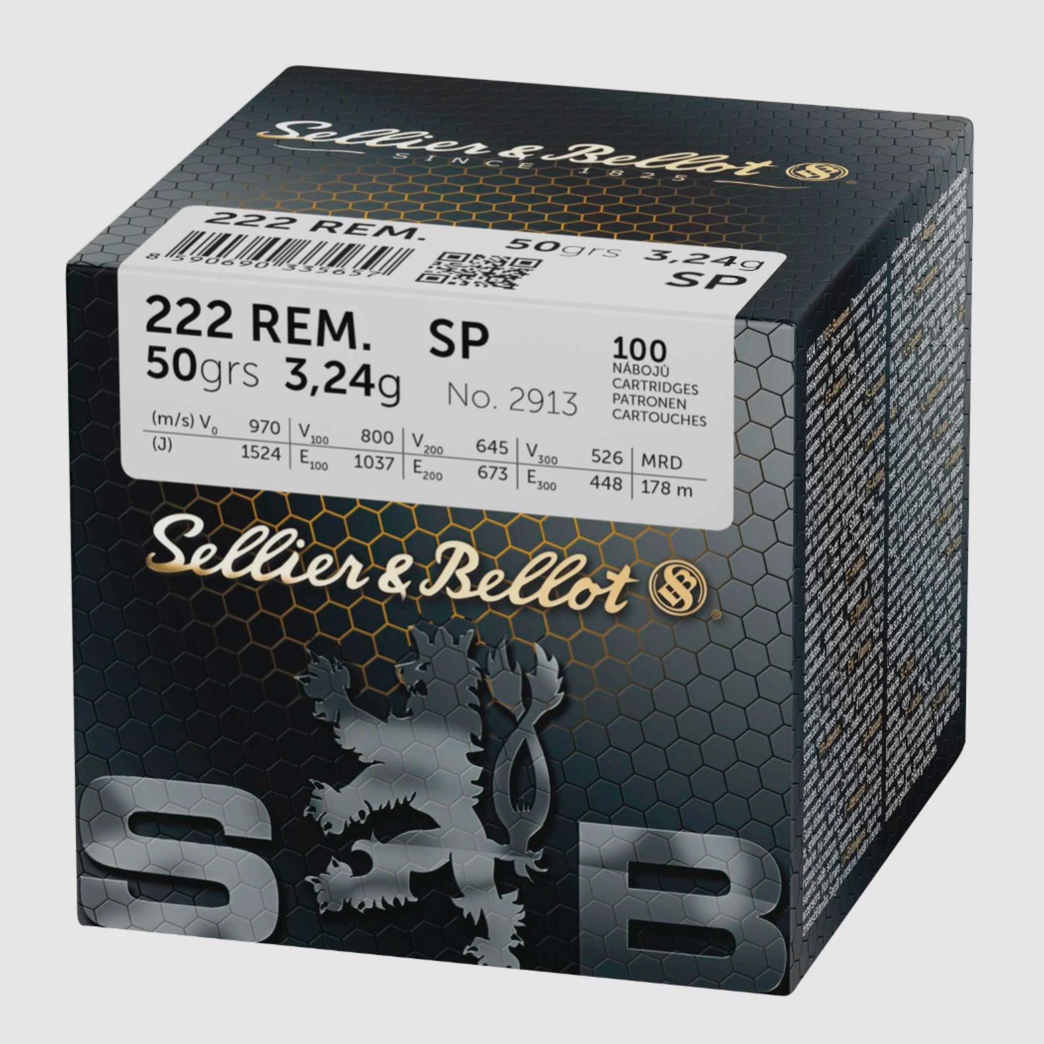 Sellier & Bellot .222 Rem. SP Teilmantel 3,24 g 50 grs. 100 Stück Büchsenmunition