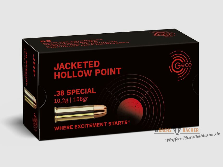 GECO .38 Special JHP Jacketed Hollow Point 10,2g/158gr 50 Schuß