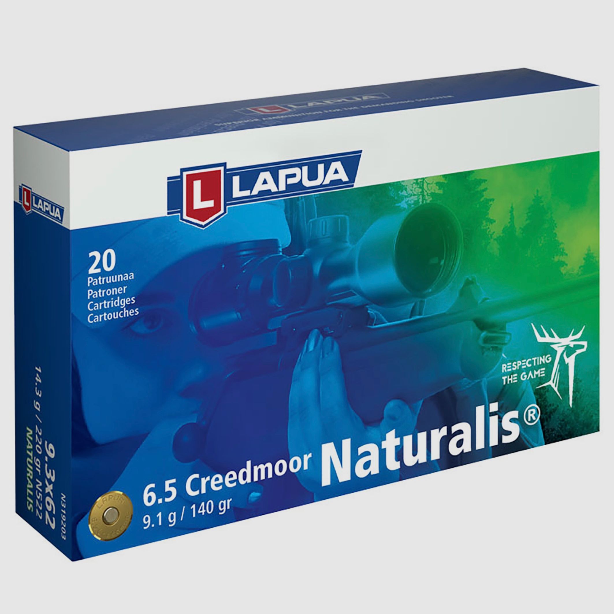 Lapua 44625005 Naturalis 6,5 Creedmoor 9,1 g 140 gr Bleifrei Büchsenpatronen