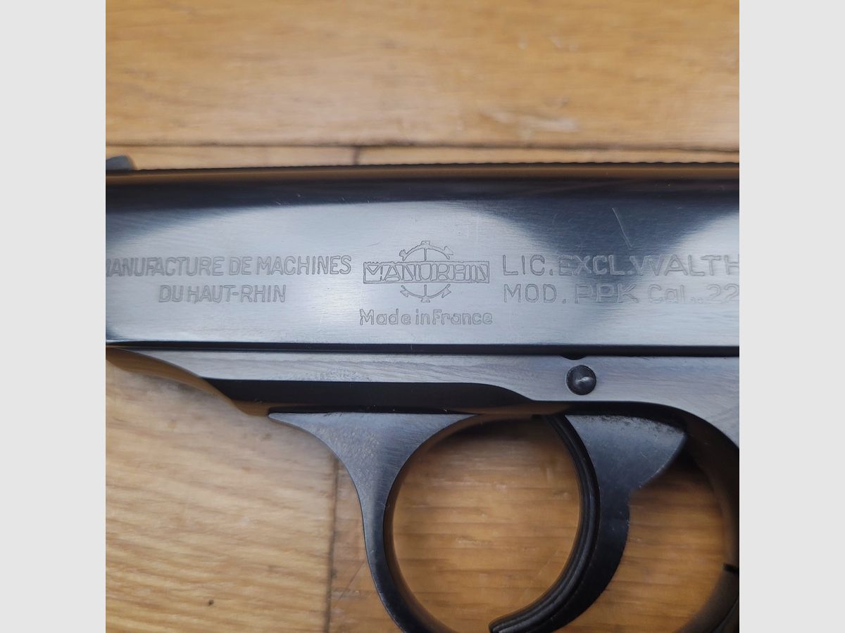 Zeer mooie en zeldzame Walther PPK vervaardigd door Manurhin onder exclusieve licentie van Walther – in kaliber 22LR (ongebruikelijk) – Mooie bluing – 10-schots magazijn met verlenging – decocking veiligheid – spiegelloop – In nieuwstaat, afbeelding 1 van 18