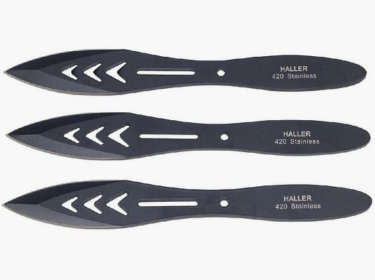 3 pequeños cuchillos arrojadizos en funda de nylon negra
