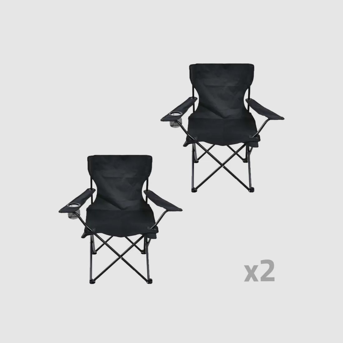 2er-Set Easy C2 Klappstühle schwarz - Stahl- und Polyesterstruktur 600D, Bild 2 von 8