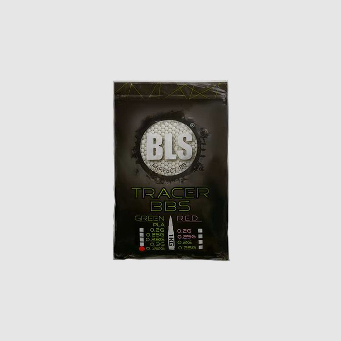 BLS Airsoft Bio Tracer BB`s 0.32g "Glow in the Dark" (3125 Stück) - Leuchtspur Grün