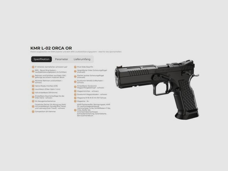 KMR Precision Arms Pistole Mod. L-02 ORCA OR -5' 9mmLuger