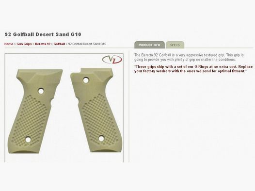 VZ Grips per Beretta 92/96/98 Golfball Desert Sand G10