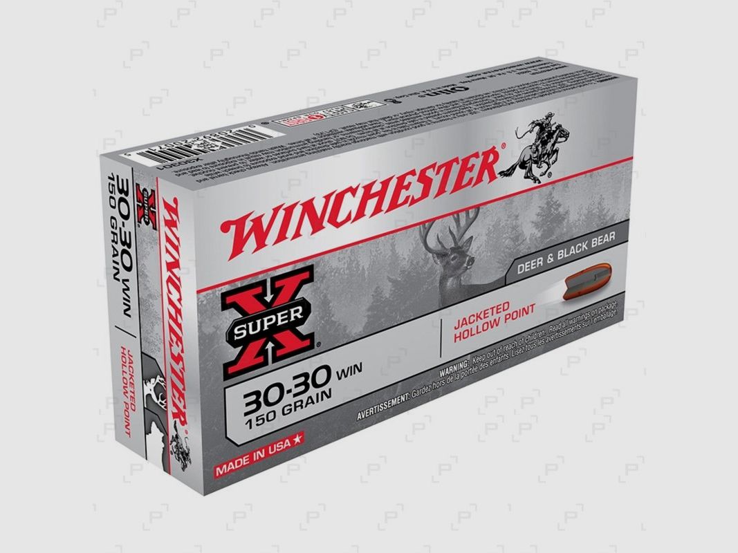 Box mit 20 Patronen für Großwild WINCHESTER JACKETED HOLLOW POINT Kaliber .30-30 WIN - 150 GR