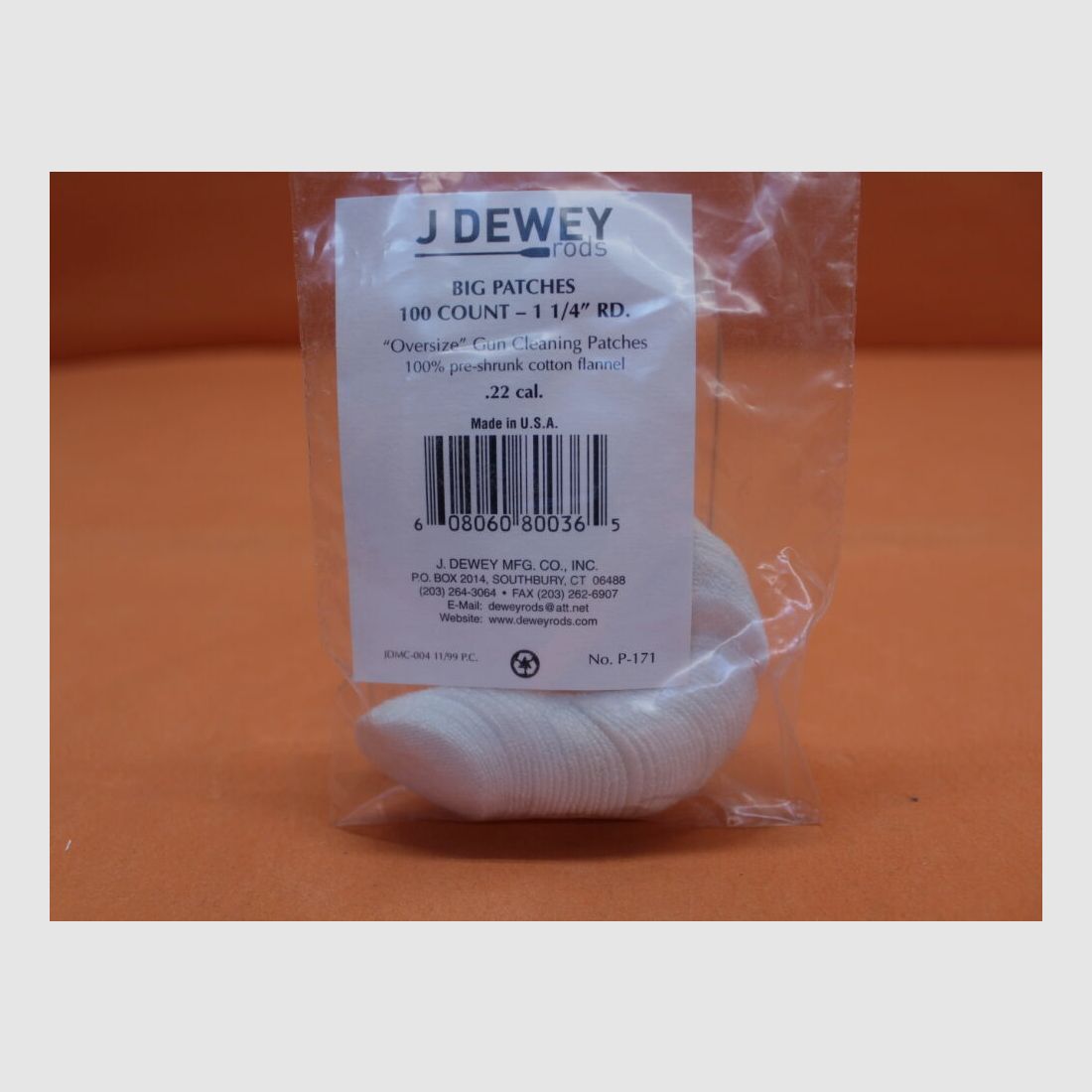 Dewey Dewey cleaning patches (P-171) VE 100 pcs. cotton round 1.25" suitable for cal. .22/ .243