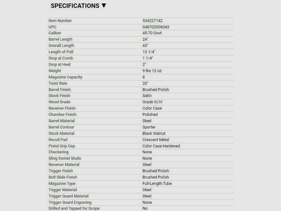 Winchester 1886 Deluxe Octagon Kolorowa utwardzona (Bunthärtung) 45-70 Govt (MIROKU FERTIGUNG) Dostępny w magazynie