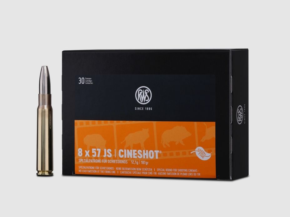 Cineshot 8x57 JS Spezialpatrone für Schießkino 187 grs 30 Schuss