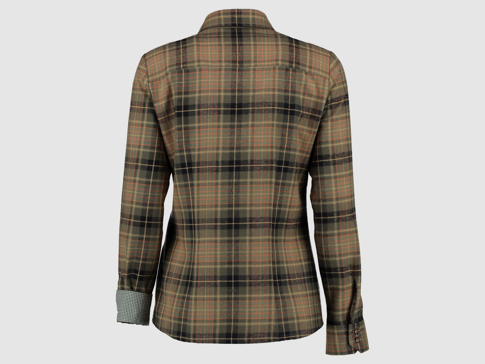OS-Trachten camicia da donna in flanella Oliva/arancione, immagine 2 di 2