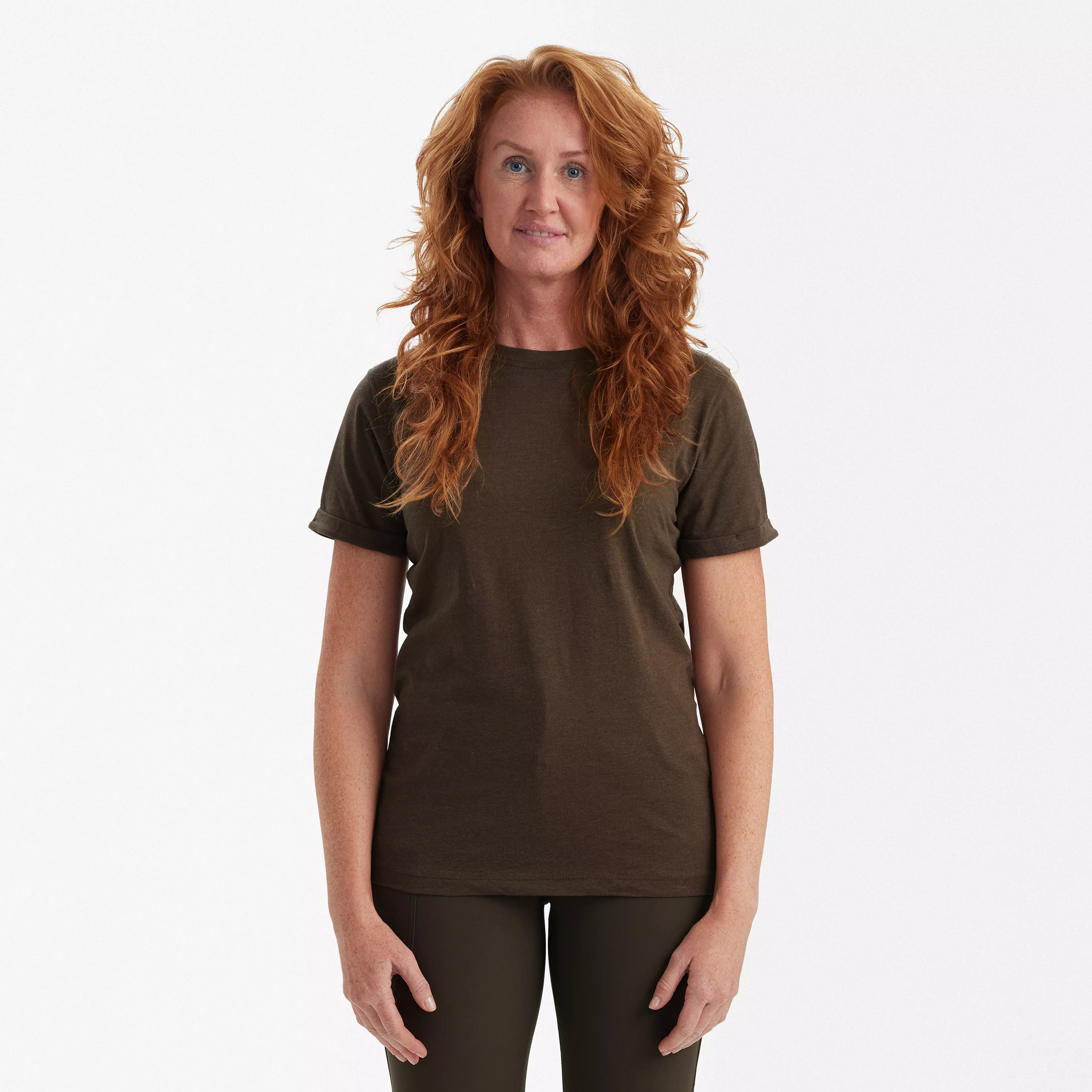 Dames basic T-shirt, 2-pack - Brown Leaf Melange, afbeelding 2 van 7