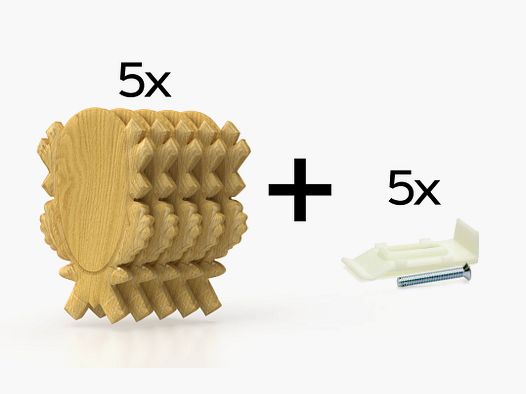 5x scudo trofeo per capriolo intagliato chiaro (rovere 4)