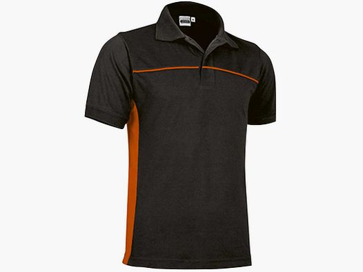 Polo Thunder noir-orange 50% polyester-coton 2 boutons