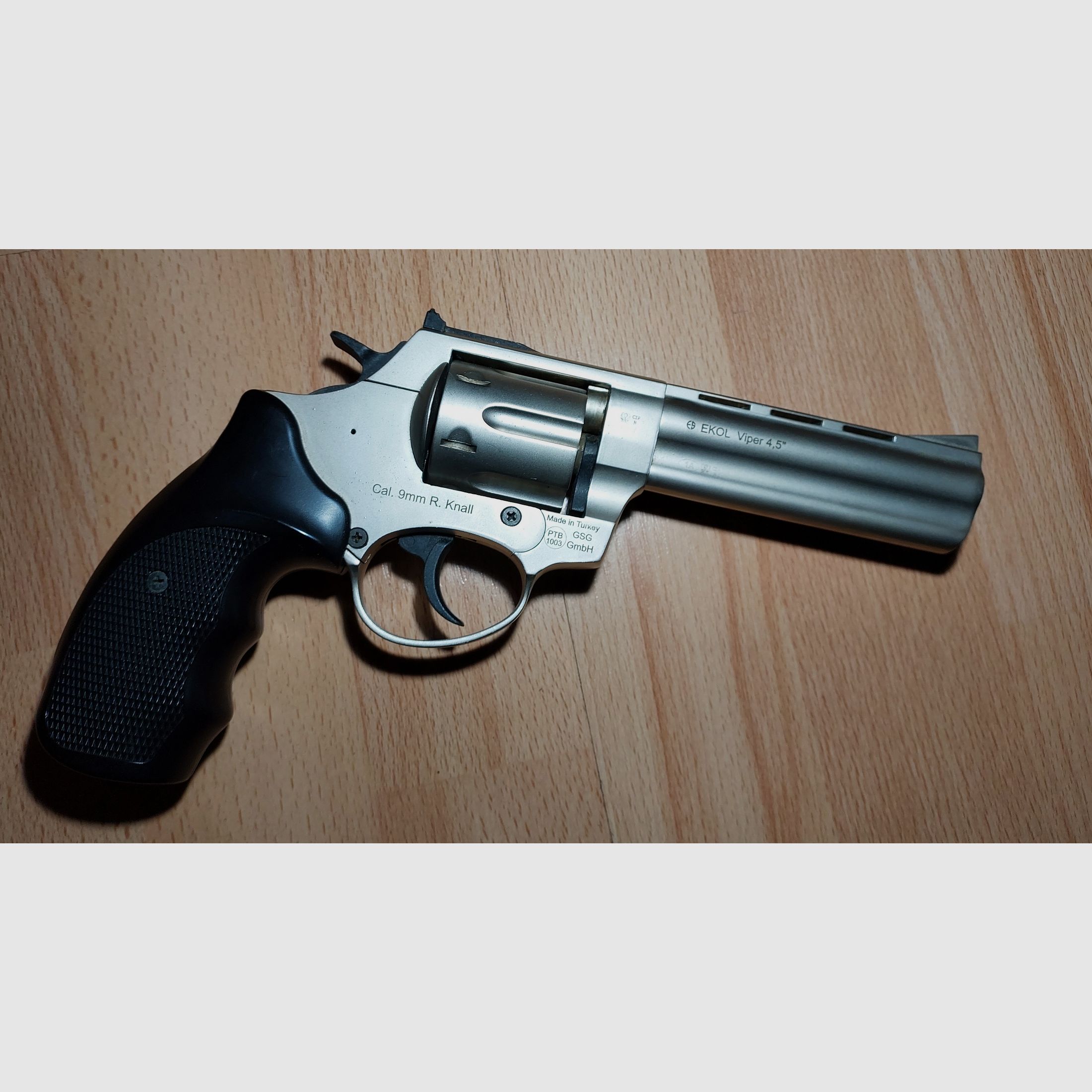 Ekol Viper 4.5 inch blank firing revolver nickel-plated 9 mm R.K. (PTB 1003)