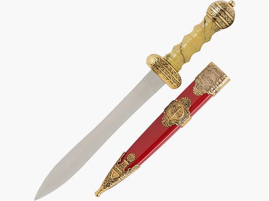 Römerdolch rot-gold mit Scheide