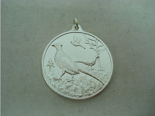 Hunting medal pheasant-silver - 40 mm, ring and eyelet