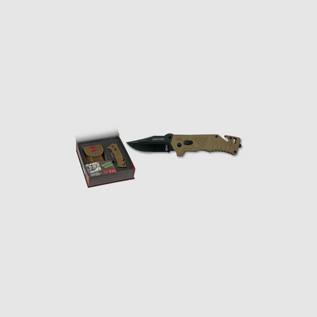 Taschenmesser Rettungsmesser RUI Titan beschichtet mit Nylon-Etui