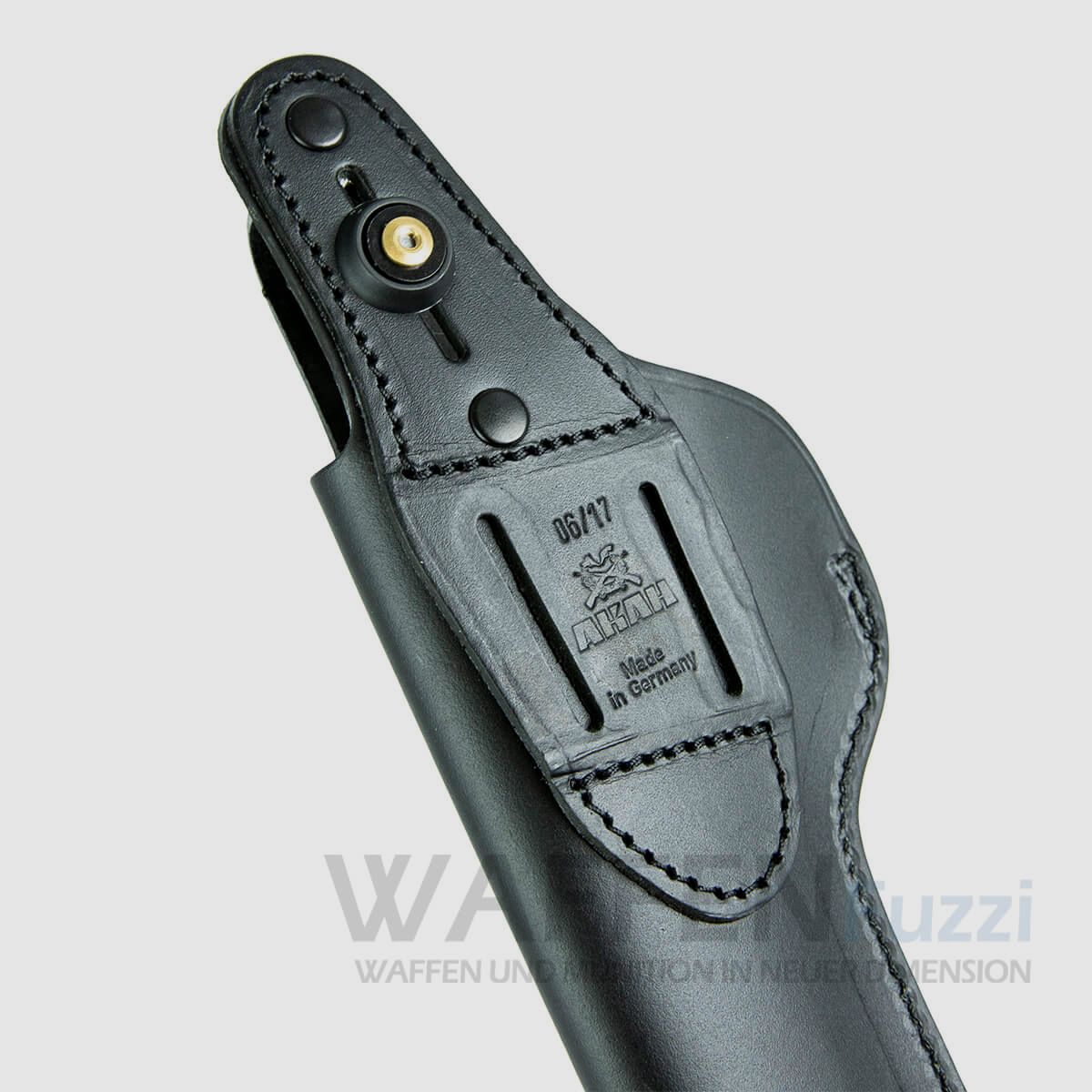 Holster en cuir avec clip pour revolvers jusqu'à 6 pouces fermeture à bouton réglable
