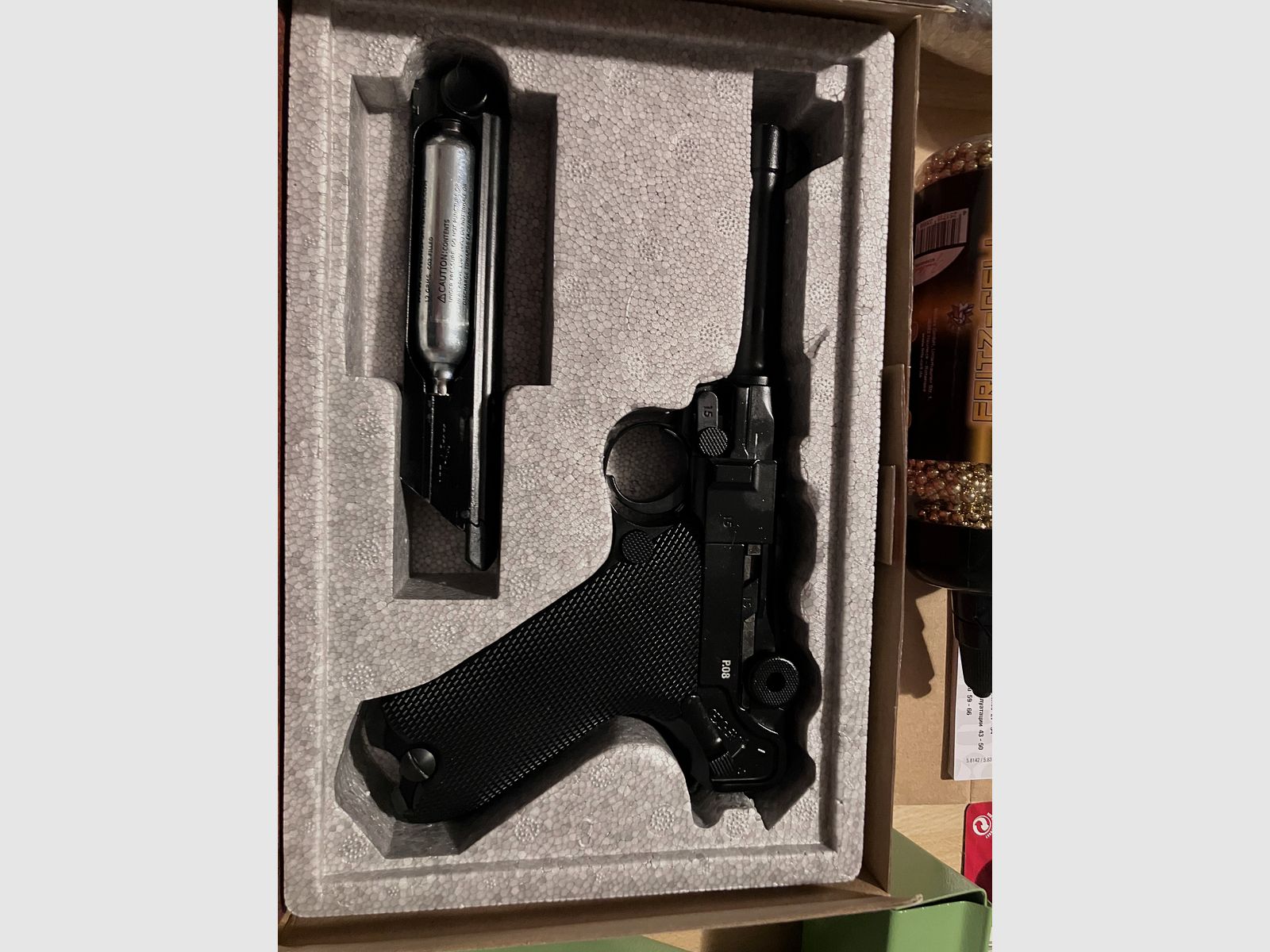 Luger P08 Blowback / OVP 4.5mm mit Ausrüstung 