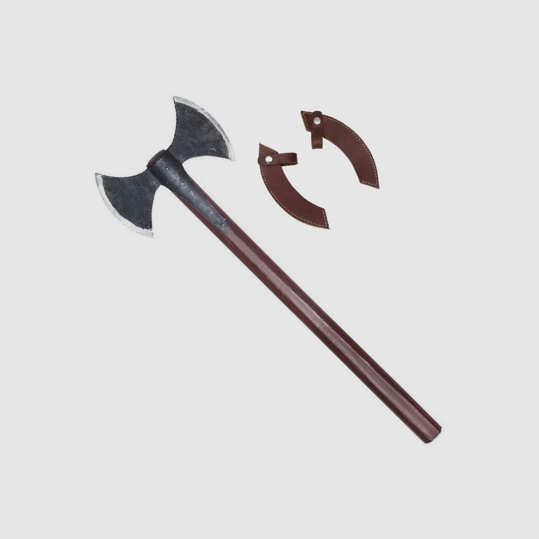 Wikinger Doppel-Axt 80cm + Lederschutz