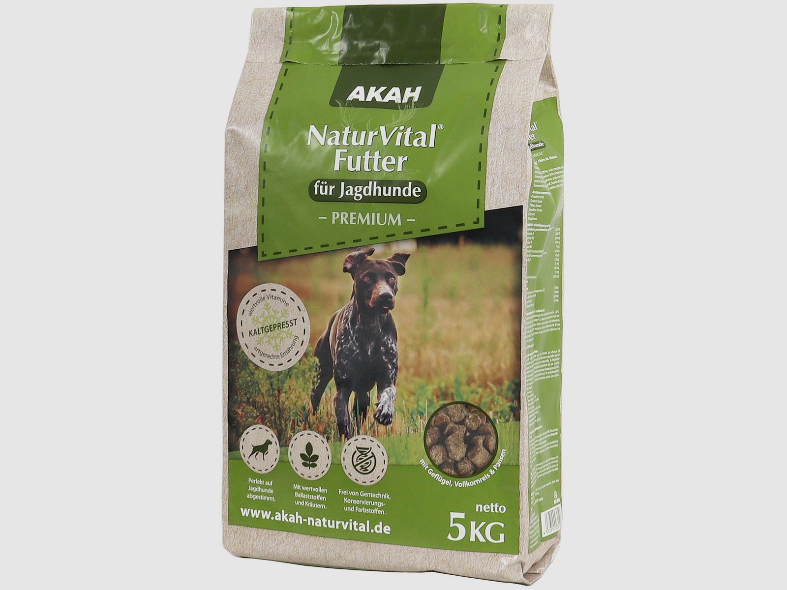 AKAH NaturVital® PREMIUM kaltgepresstes Hundefutter für Jagdhunde – 5 kg