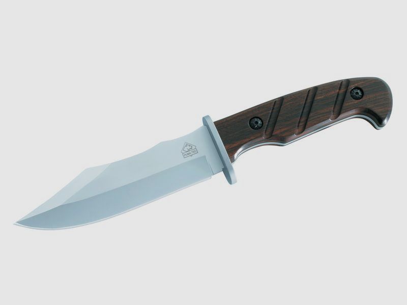 Cuchillo de cinturón Puma TEC, acero 420, madera de sándalo, funda de cuero,