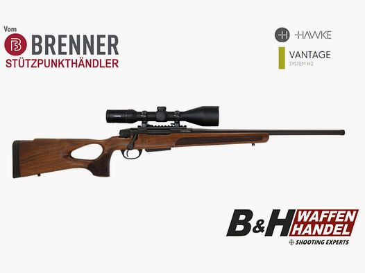 Brenner Compleetpakket: Brenner BR20 Lochschaft met Hawke Vantage 3-12x56