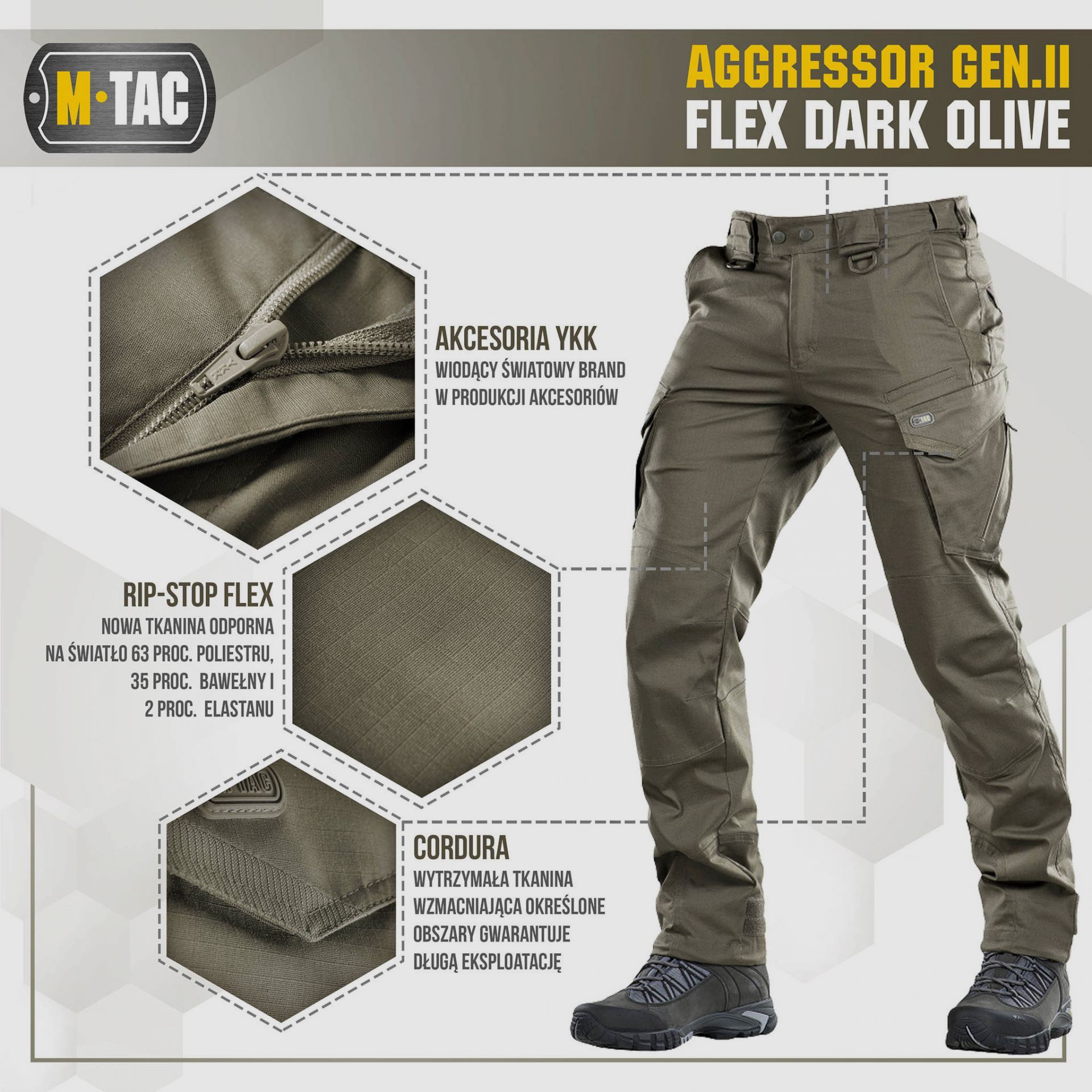 M-tac Aggressor Gen.II taktische Hose Dark Olive, Bild 2 von 7