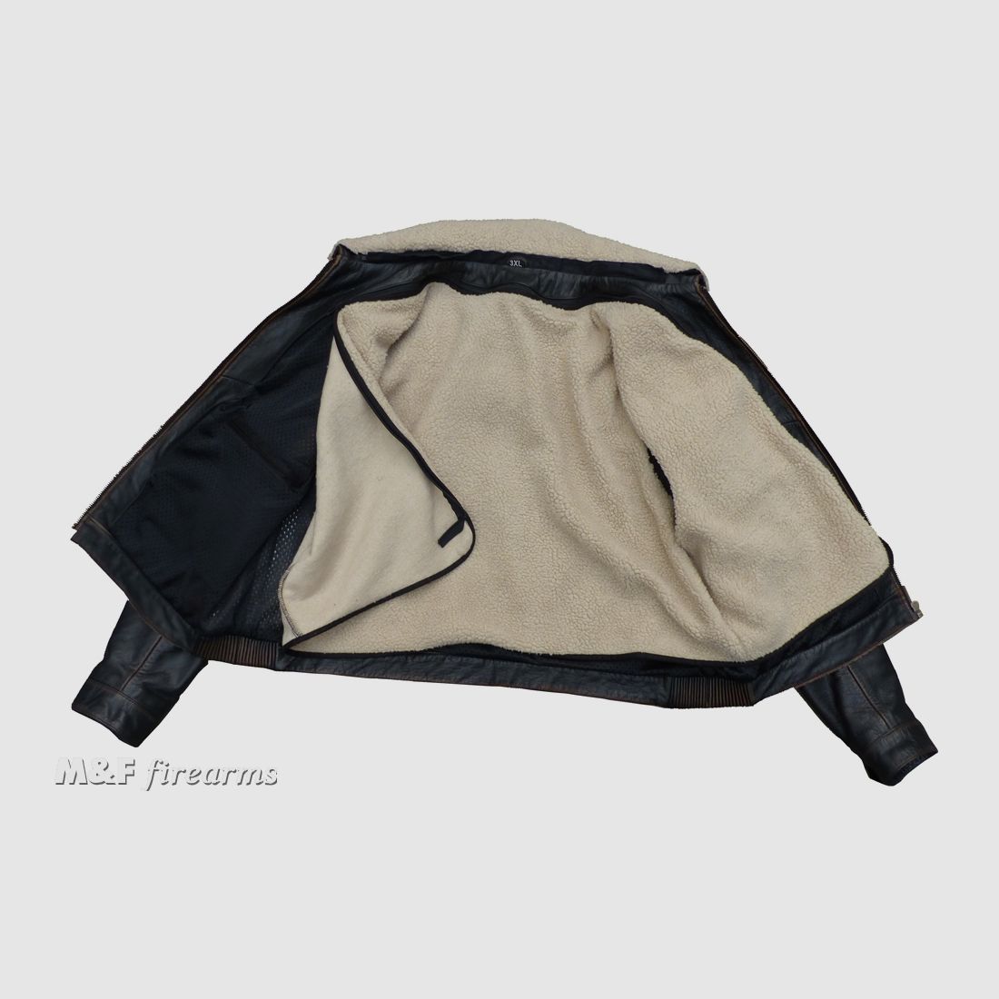 Deutsche Jagdfliegerjacke im Retro-Look aus Rindleder mit herausnehmbarem Webpelz Netz-Innenfutter und Protektoren