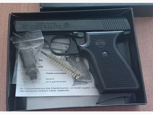 Zeldzame Rhöner SM 80 in kal. 8 mm Knall/ PTB 267 met verpakking!