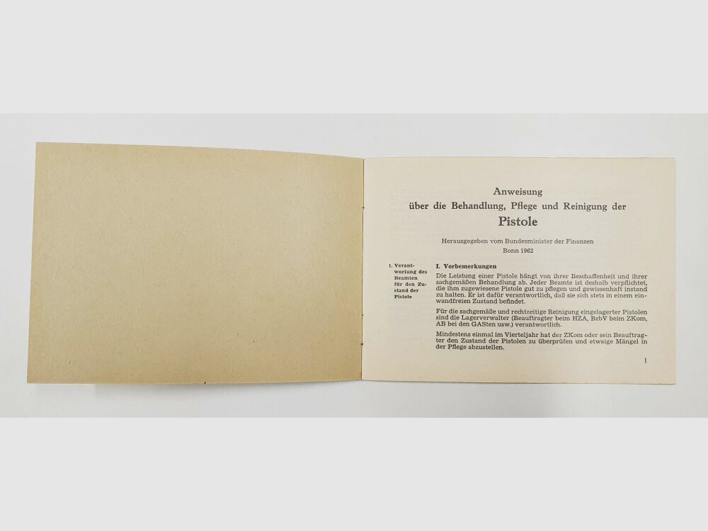 BMF / Customs Instruction Pistol FN 1910 & MAB D Treatment Care Cleaning Federal Ministry of Finance Bonn 1962, image 2 of 5