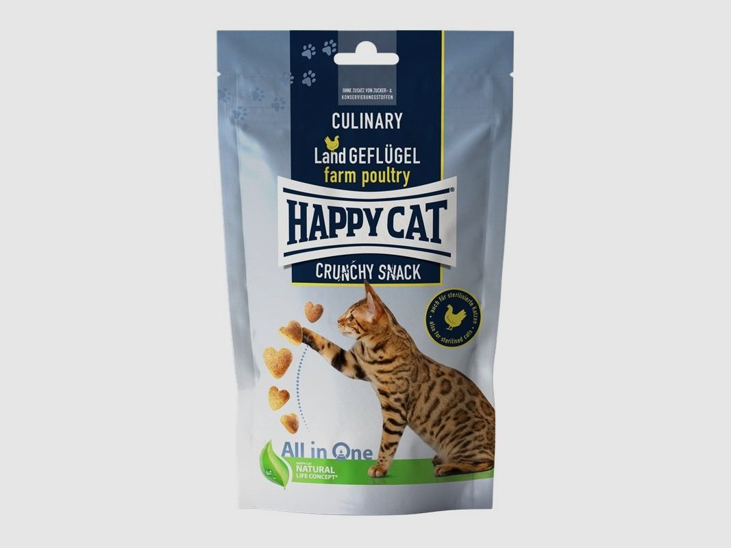 Happy Cat Katzen Snacks Culinary Crunchy Snack Land Geflügel 70 g x 10 Stk.