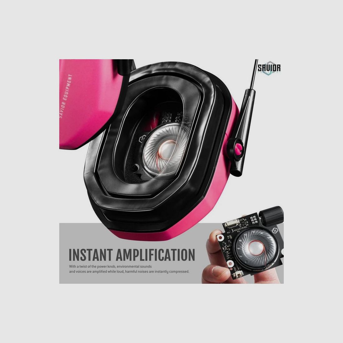 Casque SAVIOR Antibruit Electroniques Rose, image 3 sur 4
