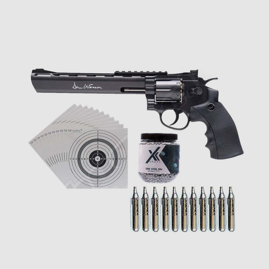Dan Wesson 8 inch CO2 revolver 4.5mm steel BB - set