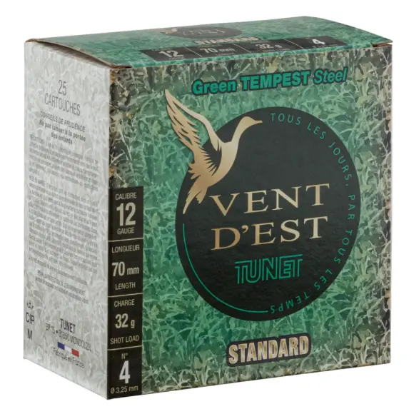 Cartouche Tunet Vent d'Est Acier Standard Black Tempest Calibre 12/70