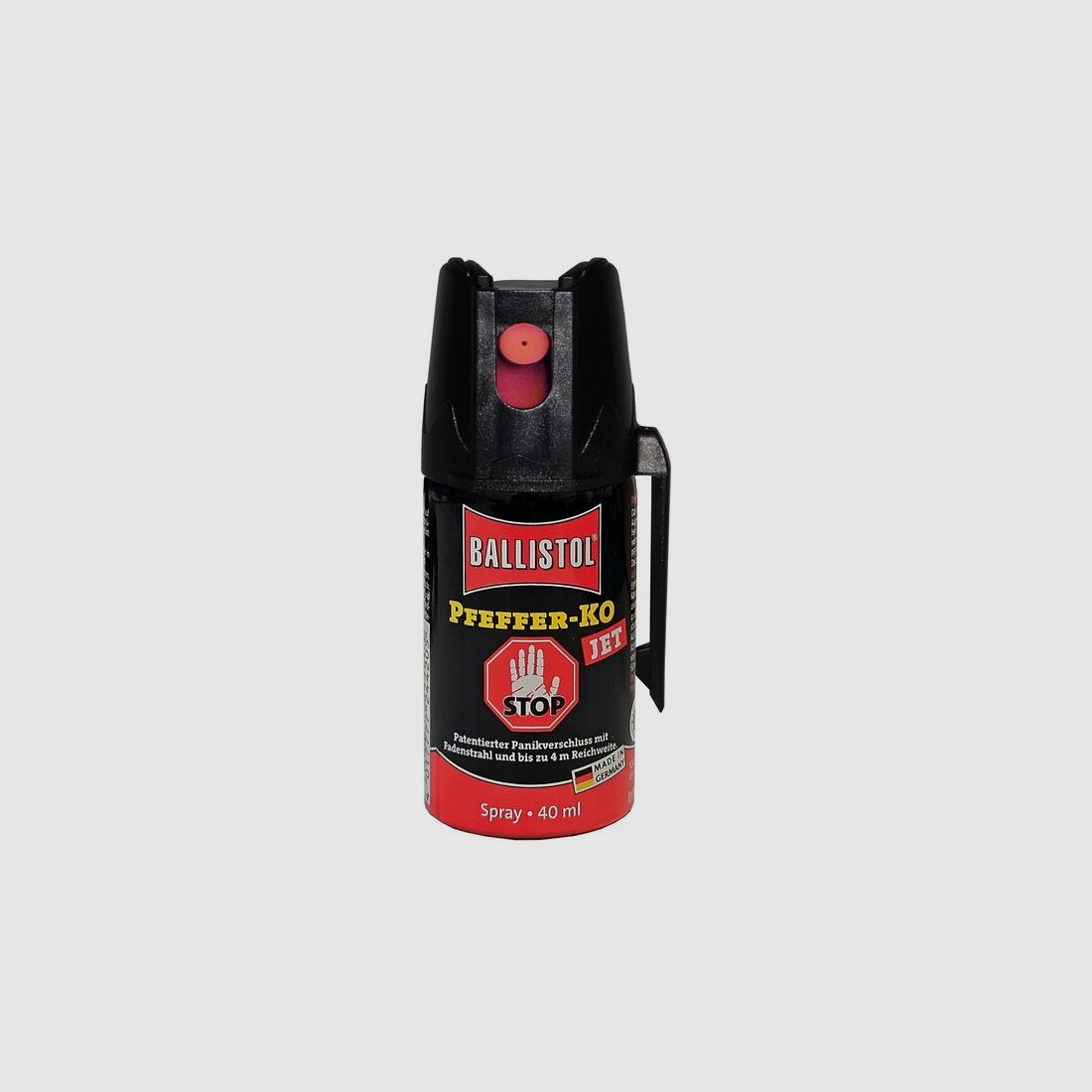 40ml Hochw. Pfefferspray K.O. JET Direktstrahl – 11 % OC / 2,5 Mio. Scoville v. Ballistol - Abwehr