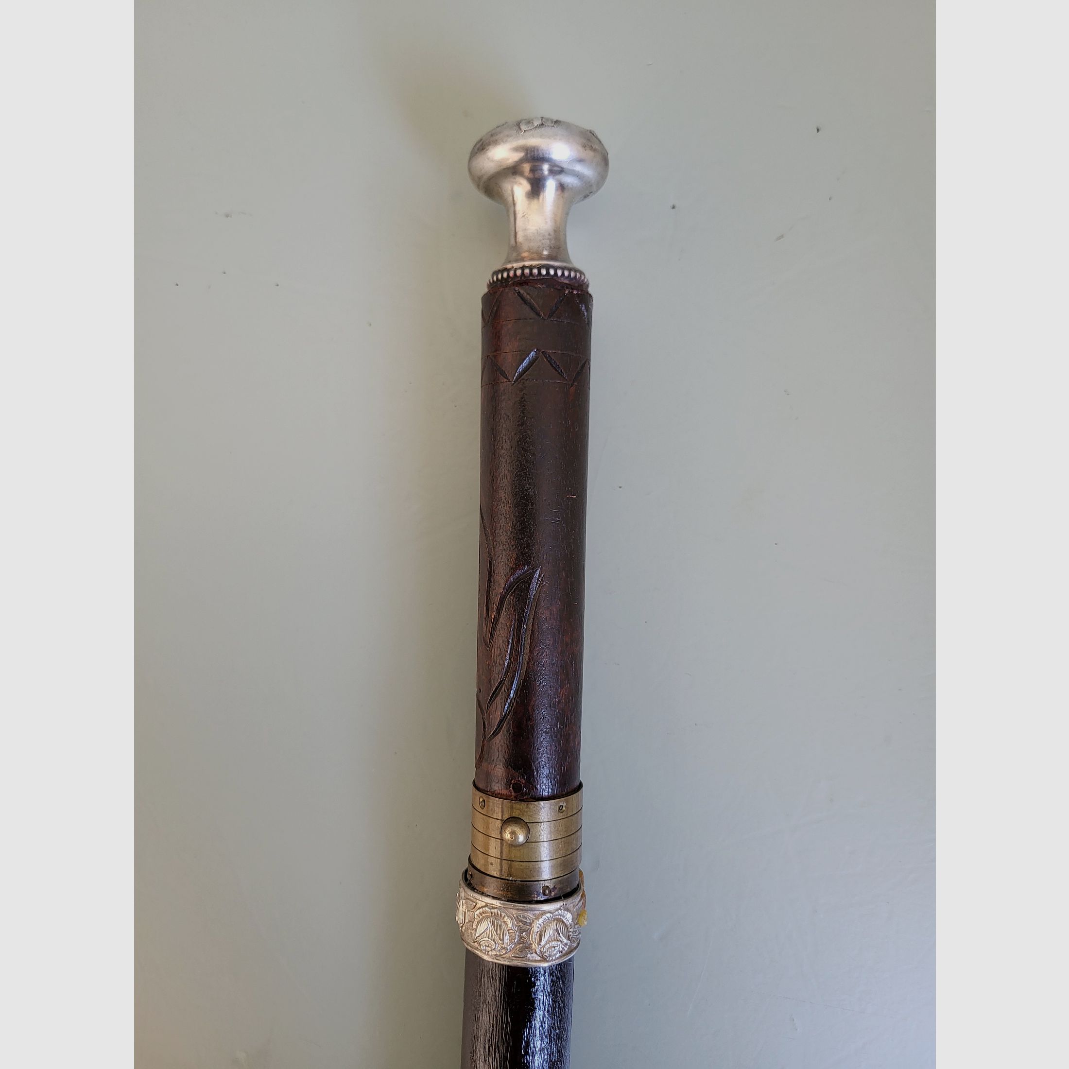 Canne de promenade Art nouveau - argent 800 - avec contenu - ambre - "Bruckmann & Sehne