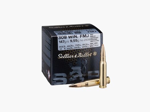 BOITE DE 50 CARTOUCHES SELLIER BELLOT CAL.308WIN FMJ 147GRS