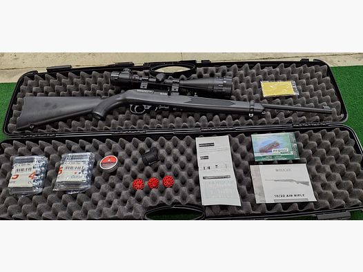 Ruger 10/22 - CO²-Gewehr mit 10-Schuss-Magazin und Zielfernrohr, Diabolo, Zubehör