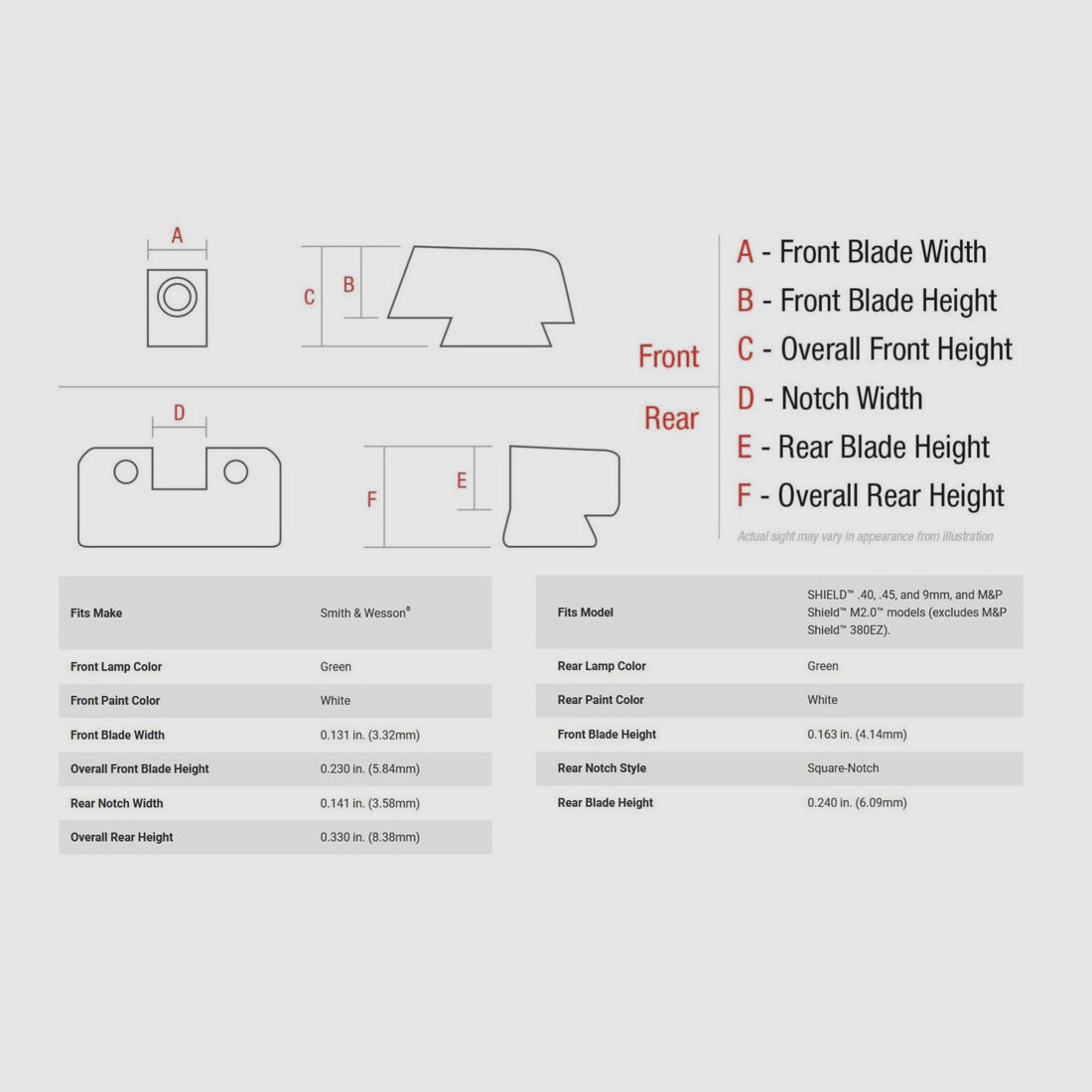 Visor Trijicon B&T Amarillo/Verde Pistola S&W 9mm Luger/.40 S&W/.45 Auto