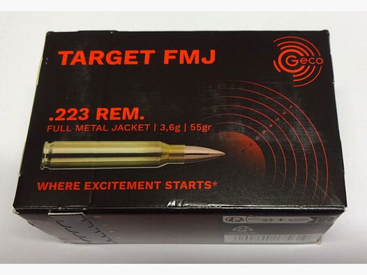 GECO .223 Rem. Cible FMJ55 grains / 3,6 grammes