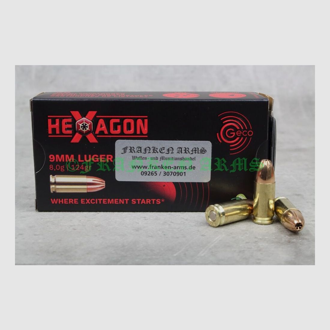 Geco Hexagon 9mm Luger 124gr. 8.0g 50 pieces quantity discounts