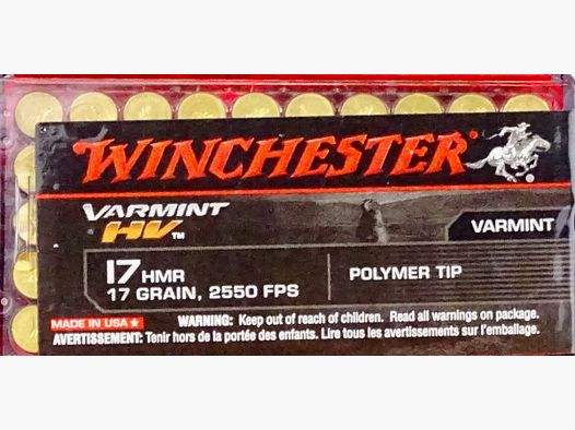 Winchester .17HMR Varmint HV PolymerTip 17grs - 50 disparos